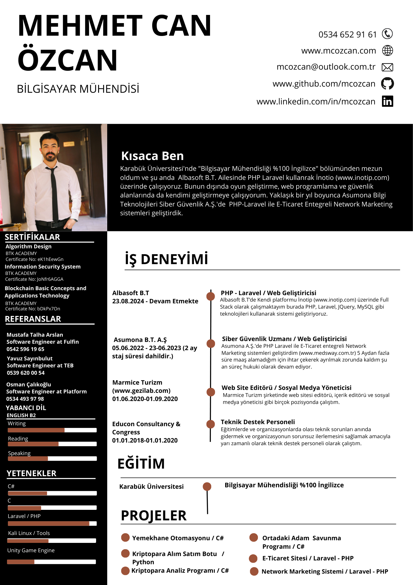 Mehmet Can Özcan CV - Full Stack Yazılım Geliştirici Özgeçmiş